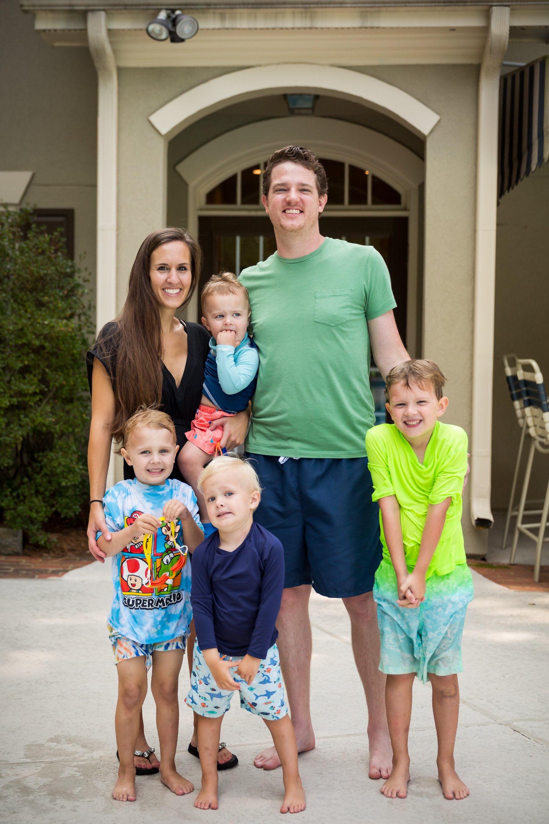 The Seippel family — Kurt, Stephanie, and four boys at their home north of Atlanta.