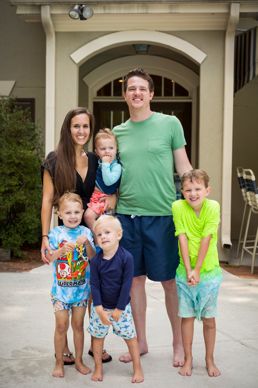 Kurt Seippel with his wife Stephanie and their four boys outside their home north of Atlanta.